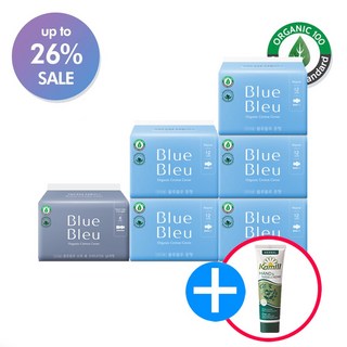 블루블루 유기농 생리대 중형5팩 오버나이트1팩(사은품증정) 날개형, 6개