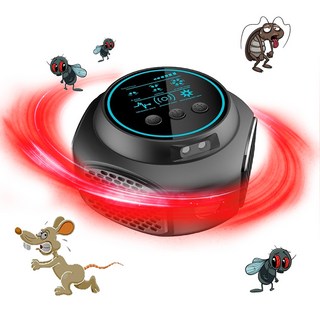 THOUSTA 초음파 쥐퇴치기 바퀴벌레 개미 좀벌레 모기 초강력 해충퇴치기, 블랙