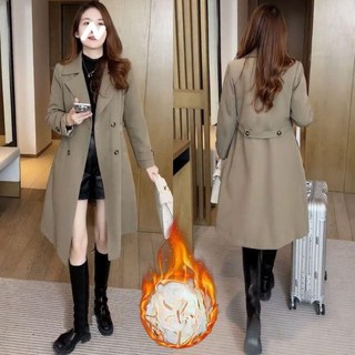 티류으스 여성 가을 겨울 고급스러운 안감기모 두꺼운 트렌치코트 슬림핏 숏사이즈 미디롱 코트 Z0407