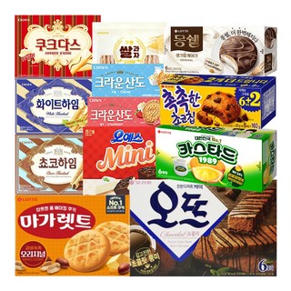사무실 과자세트 탕비실 올인원 간식과자세트(초코하임+화이트하임+쿠크다스+몽쉘+촉촉한초코칩+카스타드+마가렛트+오뜨쇼콜라+오예스미니+산도크림+산도딸기+구운쌀과자), 1세트, 1413g