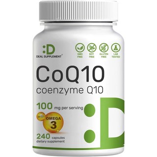 딜 서플리먼트 코엔자임 Q10 코큐텐 오메가3 100mg Non-GMO 240캡슐, 1개