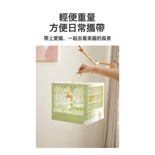 鳥籠 外帶觀賞籠大空間透氣遛鳥神器外出籠寵物用品鸚鵡別墅籠, 1個, 青白色:28*25*32cm