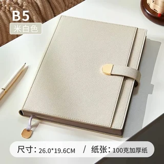 A5 가죽 소프트 커버 비즈니스 사무실 미팅 노트북 마그네틱 메모장 두꺼운 라인 다이어리 맞춤형 문구, 04 B5