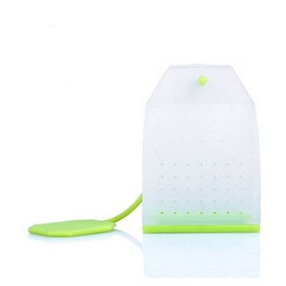 迷你可愛食品級矽膠耐高溫可重複使用泡茶過濾袋 DT01A, 1個, 一個綠色茶包