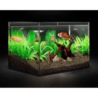 5mm壓克力超白魚缸裸缸開放式水族箱 長22x寬17x高14cm(透明 黑色底)桌面小型長方形水草缸烏龜缸, 1個