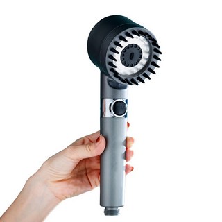 按摩過濾蓮蓬頭 四合一三段出水花灑 增壓一鍵止水SPA淋浴, 1個, 灰色