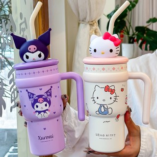 【高顔值低價好物】卡通 高端 三麗歐 女士 高顔值 2025 新款 吸管杯子 316不銹鋼 大容量 冰霸杯, 美樂蒂700mL【帶母嬰抗菌吸管/防,高配【標配+清潔工具+隨機立體貼, 1個