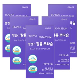 칼륨 포타슘 영양제 체내수분 전해질 균형 수분 밸런스, 5세트, 120정