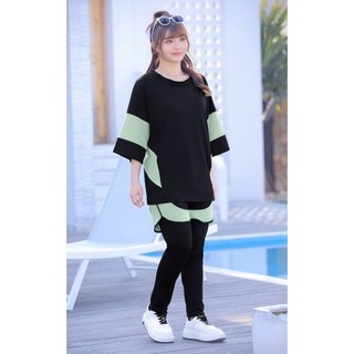 梨卡 大尺碼多件式泳衣 防曬泳裝 顯瘦遮肚泳衣套裝, 【FC040】綠色體重65-85KG