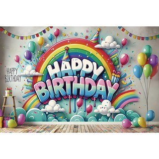 태쓰 생일 파티 현수막 남아 여아 엄마 아빠 생일 배너 3, 하늘풍선