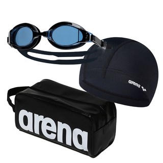 아레나 돌핀 일반용 패킹 노미러 수경 AGW-450 수영용품 세트 성인 수경 수경/물안경, 블랙(수경,가방), 1세트