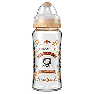 Simba 小獅王辛巴 蘿蔓晶鑽寬口玻璃大奶瓶, 豔陽咖啡, 270ml, 1個