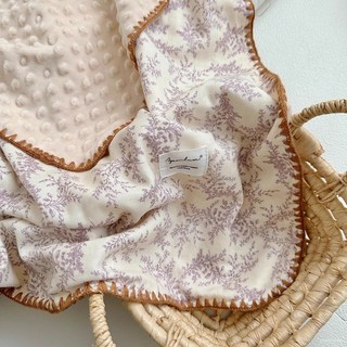 皇運之家百貨店 嬰兒雙層紗安撫豆豆蓋毯 夏季韓式可愛兒童寶寶午睡秋冬空調小被子, 快樂狗,100*70cm