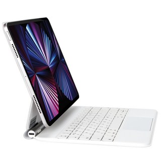 isee 아이시 아이패드 호환 매직 키보드iPad Pro1세대/2세대/3세대/4세대11인치 4세대/iPad Air 5세대 프로3/4/5/6 12.9인치 한국어 자판기, 화이트, 마그네틱축(자석축), 무음