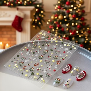 키라데이 럭키 크리스마스 포인트 네일스티커, 1개, 그린