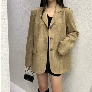 고급핏 루즈핏 노치드라펠 스웨이드 자켓 블레이저