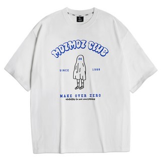 MOZMOZ 男女通用 Lonely Child 透氣寬鬆版短袖T恤, 白色