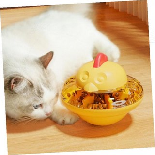 고양이 간식 퍼즐 급식기 노란색 투명 회전 지능개발 놀이 급여기 애완동물 두뇌자극 사료볼, 1개, 블루