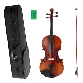 실제 나무 수제 바이올린 전체 사이즈 학생 성인용 입문용 악기 세트 활 케이스 송진 포함 따뜻한 울림 사운드, 4/4, 1개