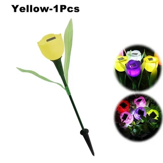 태양 LED 빛 야외 튤립 장미 꽃 램프 풍경 정원 잔디 방수 조명, 30 Yellow-1PC