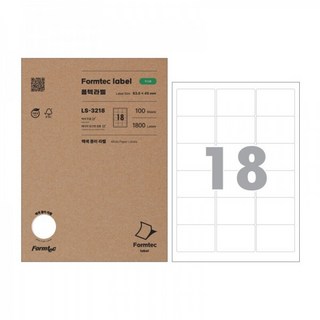 폼텍 A4 주소용 친환경라벨 LS-3218 100매, 1권, 18칸