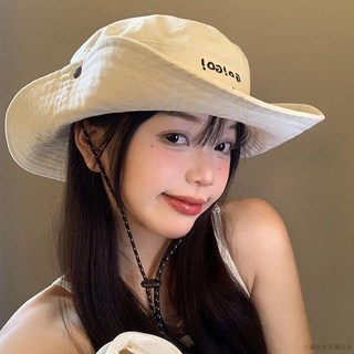 桃園出貨 戶外露營登山帽女夏季徒步漁夫帽遮陽防曬西部牛仔釣魚遮陽帽女潮, 空頂-黑色,頭圍【54cm-59cm】