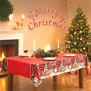 크리스마스 식탁보 방수 파티 테이블보 6인 체크 2p세트, 2개, Red_트리마을