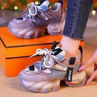 松糕透氣小個子厚底老爹鞋女2025秋季新款爆款超火拼色內增高女鞋