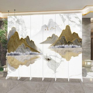 可開發票 定制 新中式家用屏風隔斷簡易折疊, 白色 6扇180高240長