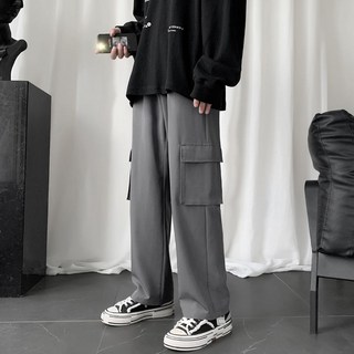春秋季工裝褲男生墜感闊腿褲潮流直筒寬鬆休閒長褲
