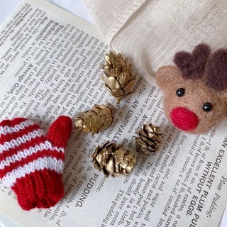 聖誕節裝飾松果材料包：天然松果、落葉松毬果，DIY聖誕花圈擺拍裝飾果實, 古銅金一份1份10顆, 1個