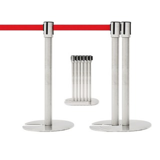 중첩형으로 보관이 용이한 벨트 차단봉 비침없는 스텐재질 6.5kg안정적밑판설계, 실버, 1개