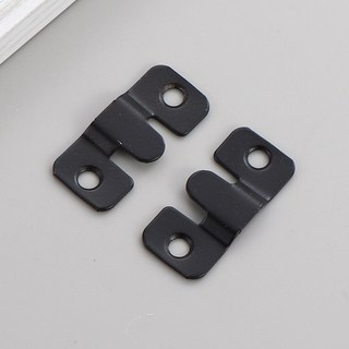 子母扣連接件 山字型卡扣 不鏽鋼掛碼 相框掛鉤 沙發固定扣 傢俱金屬件, 1個, 小號黑色鐵材質【1付價】配螺絲, 黑色