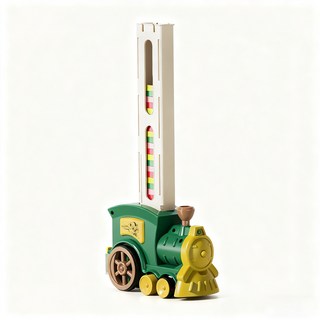 電動骨牌小火車 自動發牌多米諾兒童玩具 兒童益智玩具 骨牌遊戲, 骨牌小火車-綠色, 1套