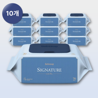 베베숲 베스트셀러 시그니처 위드블루 캡형 아기물티슈 70매 10개