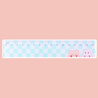 精品上新 學生辦公室學習文具繪圖學校用品/公制尺子切割尺子測量工具/塑料透明直尺/簡約風格塑料尺子/ 上新, D: 熊兔, 1個