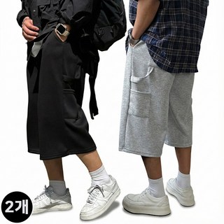 빠델 [당일출고/1+1] 6부 7부 카펜터 버뮤다팬츠 벌룬 와이드 반바지 빅사이즈 스웻 팬츠 츄리닝