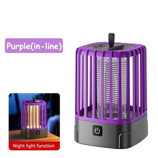 샤오미 모기퇴치기 전기살충기 가정용 업소용 해충 벌레 포충기 전기 충격 모기 살해 빛 야외 Campe 휴대용 USB 잡기 실내 구충제, Purplein-line