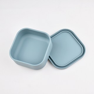 食品級硅膠飯盒 - 微波爐可用 密封保鮮便當盒, 1個, 灰藍（135*135*60mm）, 灰藍