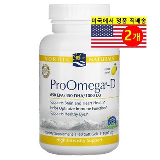 Nordic Naturals 노르딕 네추럴스 프로오메가-D 1000mg 레몬향, 60정, 2개