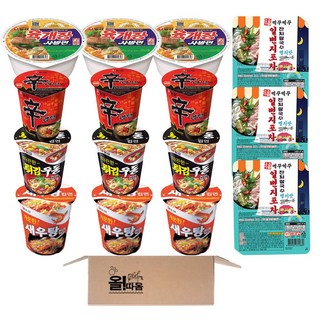 농심 소컵라면12개+먹꾸먹꾸 쌀국수3개 기획세트 (육개장사발3+신라면3+튀김우동3+새우탕3+먹꾸먹꾸 일번지포차 멸치맛 잔치쌀국수3)