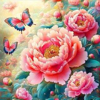 花開富貴牡丹花十字繡新款綫繡客廳手工刺繡玄關新中式裝飾畫