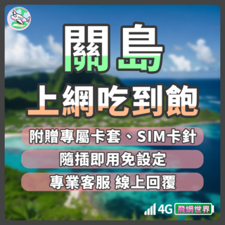 飛網世界 關島/塞班島上網卡 免開通 4G吃到飽, 1個, 每天3GB流量使用完降速, 15天