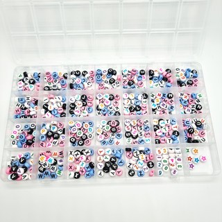 [알파벳비즈세트 이니셜비즈세트 비즈세트] 알파벳비즈 이니셜비즈 원형비즈 사각비즈 큐브비즈 혼합비즈세트 비즈세트, 컬러믹스