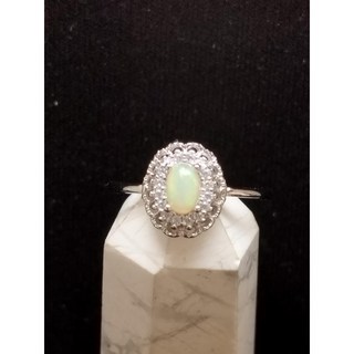 天然蛋白石戒指 925銀立體蕾絲戒指 活圍可調整 歐泊澳寶