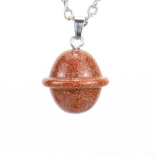 天然水晶原石宇宙飛船星球銀河行星UFO項鍊N626上衣, 金沙