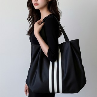 태미스 여성 배색 숄더 캔버스백