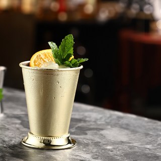 金屬冷飲啤酒果汁杯 捲邊薄荷朱麗普雞尾酒杯 不鏽鋼酒吧KTV通用, 350ml鍍金）,350ml, 1個