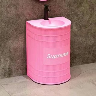 Shark家具 桶裝造型洗手台，復古工業風設計, 粉色 送水龍頭 logo 免費定製, 1個