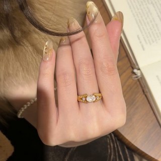 冰花 閃鑽 鴿子蛋 戒指 新款 輕奢 精緻 唯美 指環